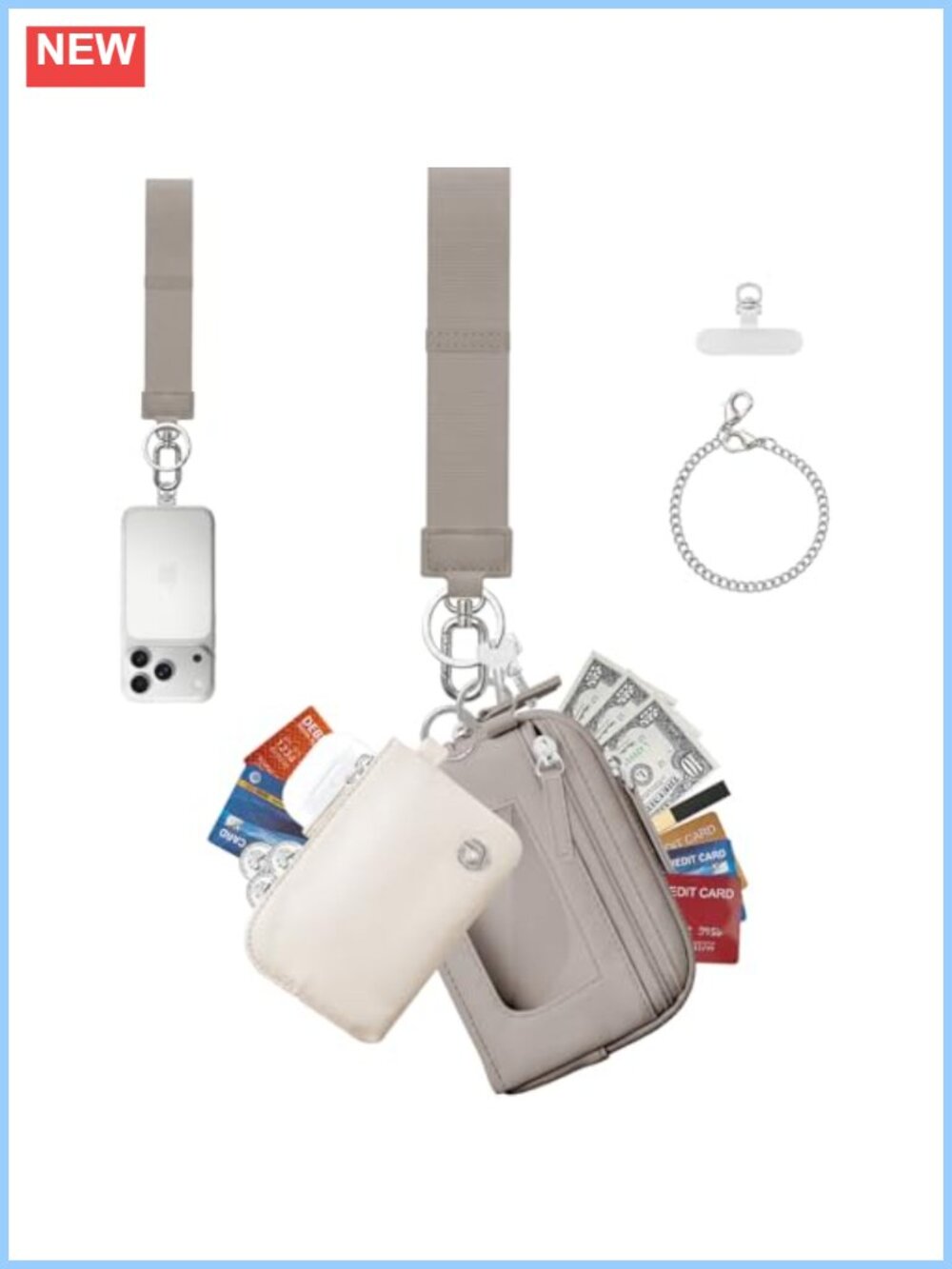 RFID Wristlet Keychain Wallet Nylon Dual Pouch Coin Purse Card Holder